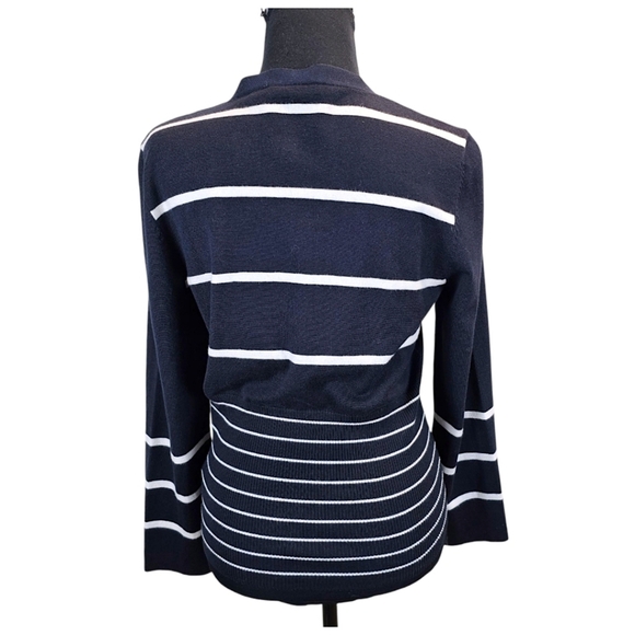 Carlisle Silk Blend Nautical Luxe Knit Snap Front Cardigan Sweater Medium Sailor - Picture 7 of 14